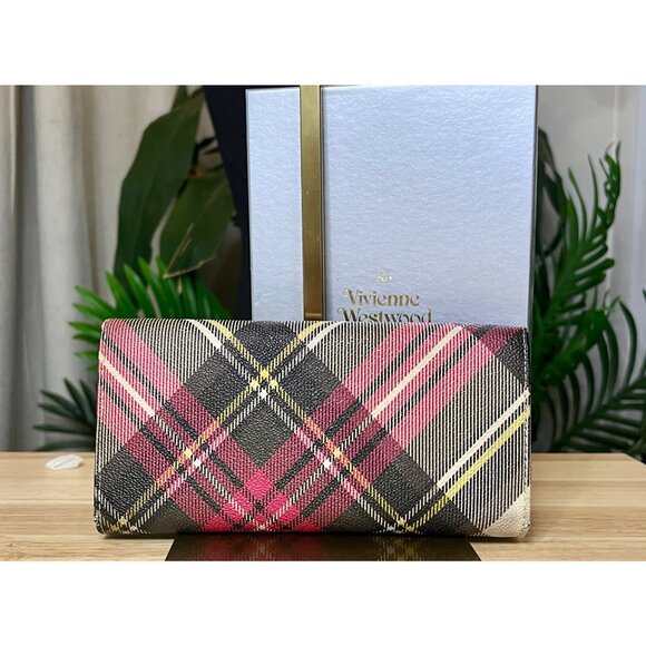 Vivienne Westwood Tartan Check Wallet With Gold Orb Logo - Picture 3 of 15
